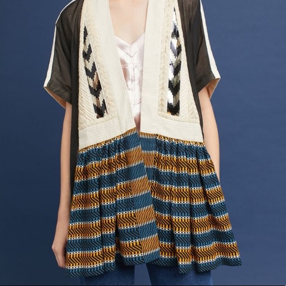 ANTHRO Striped Swing Kimono Cardigan by Amit Aggarwal - Picture 9 of 15